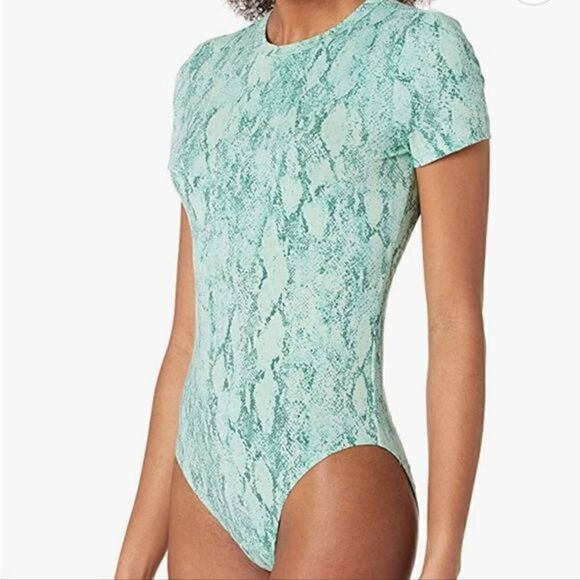 DAILY Ritual Mint Snake Skin Short Sleeve‎ Bodysuit - Picture 1 of 9